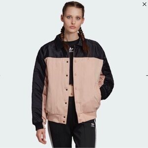 Adidas Women's Black and Peach Bomber Jacket